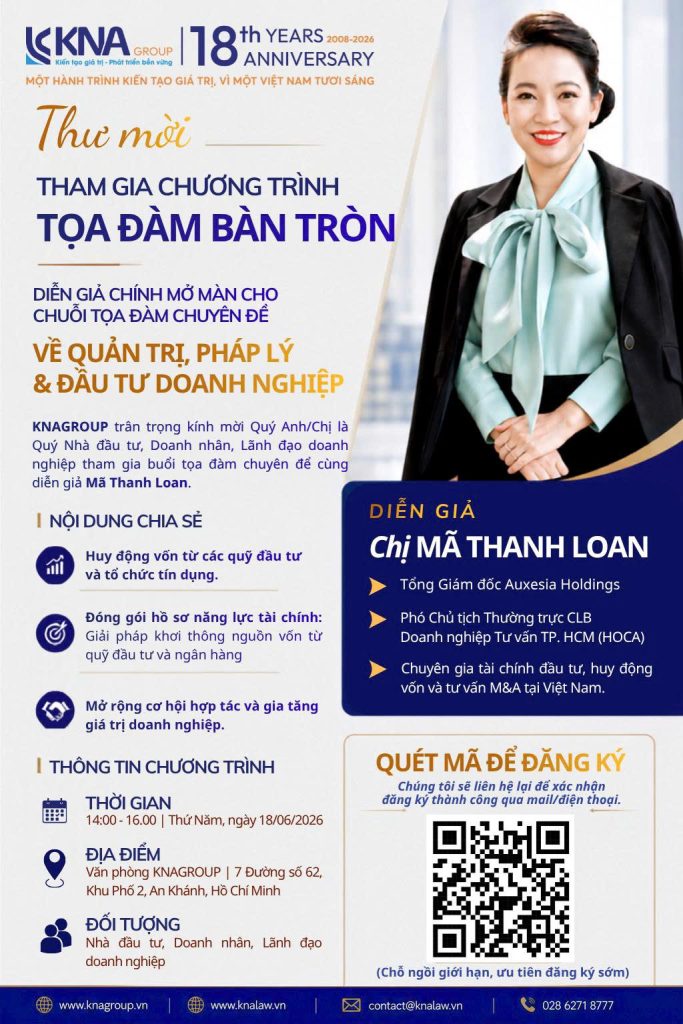 Tọa đàm quản trị pháp lý và đầu tư doanh nghiệp do KNAGROUP tổ chức cùng chuyên gia Mã Thanh Loan