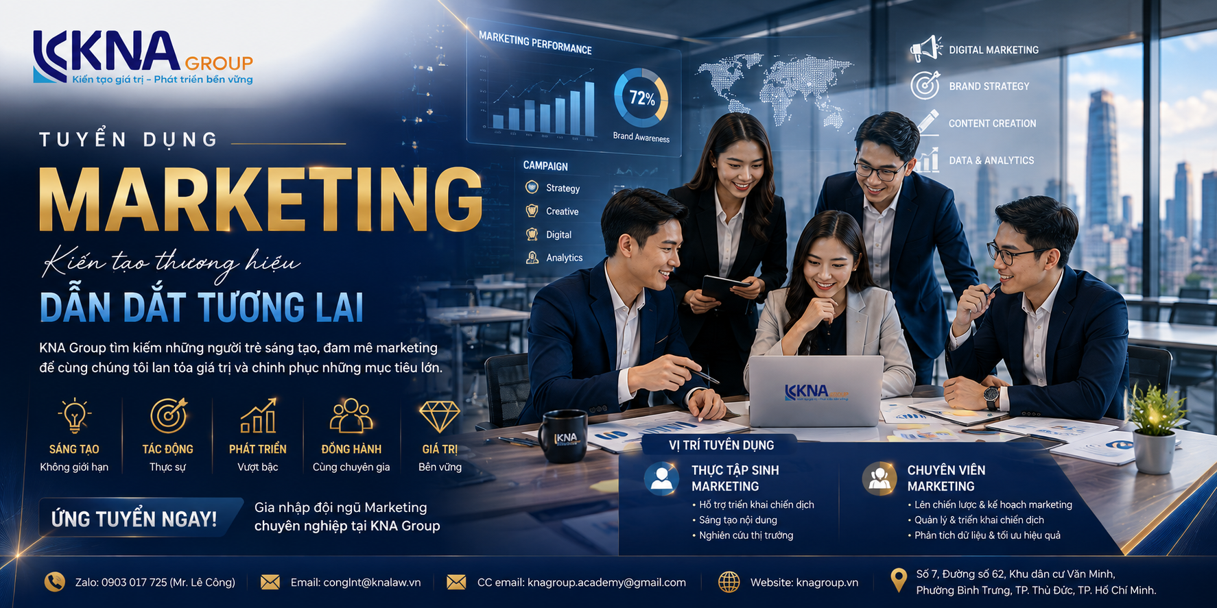 Tuyển dụng Marketing KNAGROUP vị trí full-time và thực tập sinh AI Marketing