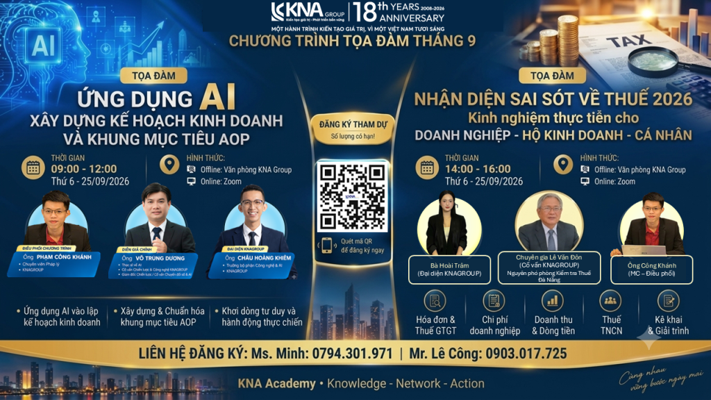 Chuỗi tọa đàm doanh nghiệp 2026 của KNAGROUP về AI và thuế